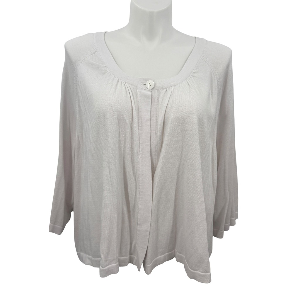 Woman Within Cardigan Womens SZ 4X White Comfort Office Granny Layer Cottagecore